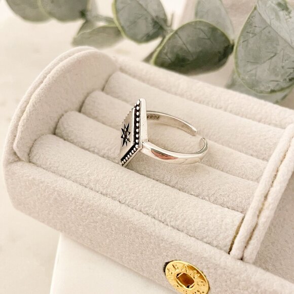 925 Sterling Silver Boho Ring Diamond Celestial Ring Dainty Ring Geometric - Picture 6 of 10